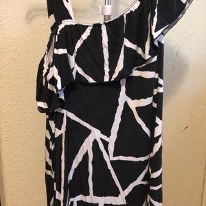 Asymmetrical black and white dress